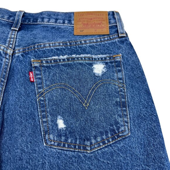 Levi's Premium 501 Womens Blue Jean Pants Distressed Button Fly, Size 31/26 NWT - Picture 6 of 13